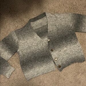 Elegant Gray Cardigan with Heart Buttons